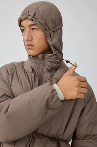 Simple Project Detachable Hood Jacket-Brown