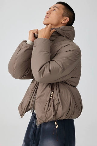 Simple Project Detachable Hood Jacket-Brown