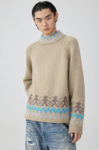 Simple Project Fair Isle Sweater-Khaki