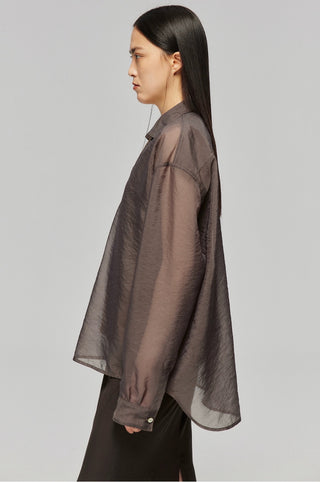 Simple Project Sheer Shirt-Brown