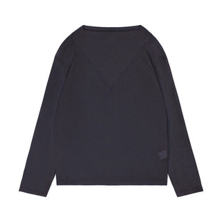 Simple Project Boat Neck Long Sleeve Top-Navy