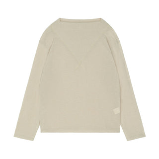 Simple Project Boat Neck Long Sleeve Top-Cream