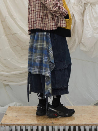 Relabel Pleated Washed Denim Jorts