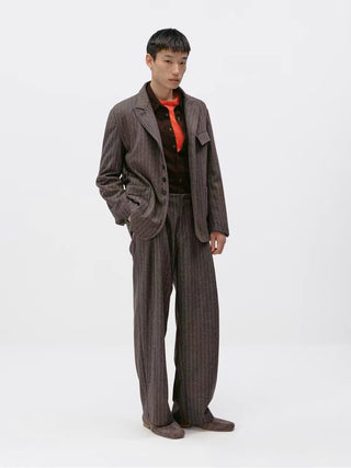 Simple Project Striped Woolen Blazer