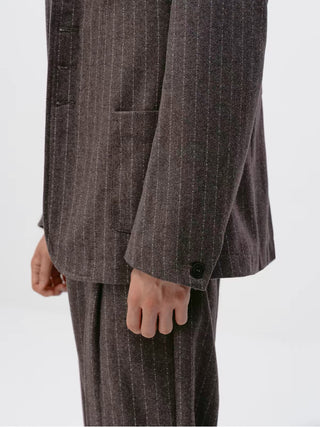 Simple Project Striped Woolen Blazer