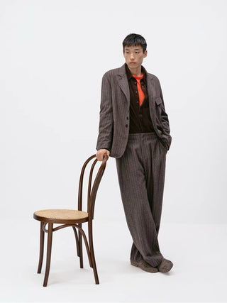 Simple Project Striped Woolen Blazer