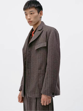 Simple Project Striped Woolen Blazer