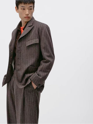 Simple Project Striped Woolen Blazer
