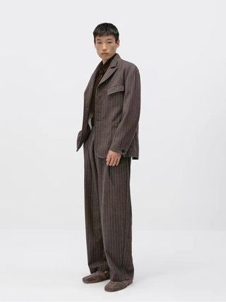 Simple Project Striped Woolen Blazer