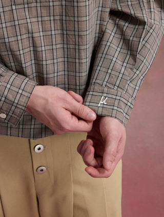 UNLIMITED MOTE Typewriter Shirt-Khaki Plaid