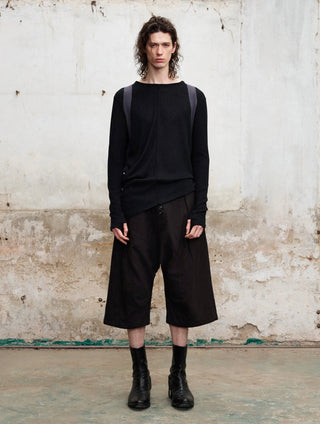 ILNya Cotton-Linen Blend Cropped Pants-Black