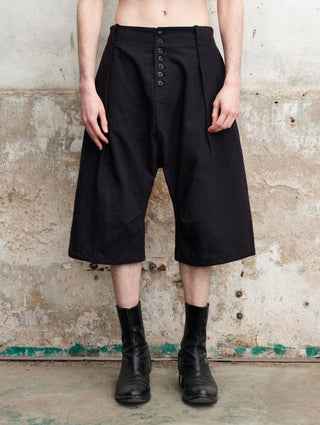 ILNya Cotton-Linen Blend Cropped Pants-Black