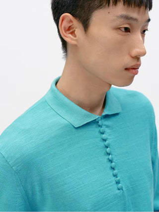 Cotton Slub Knit Polo Shirt