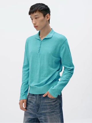 Cotton Slub Knit Polo Shirt