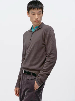 Cotton Slub Knit Polo Shirt