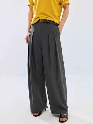 Simple Project Tailored Pleated Trousers-Grey