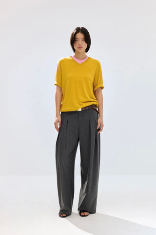 Simple Project Tailored Pleated Trousers-Grey