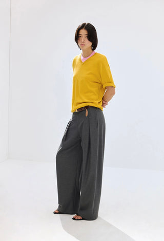 Simple Project Tailored Pleated Trousers-Grey