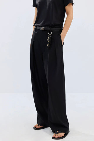 Simple Project Tailored Pleated Trousers-Black