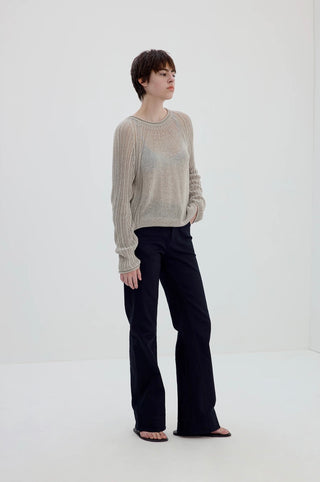 Simple Project Washi Knit Jumper-Sand Grey