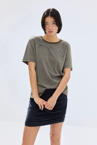 Simple Project Washed Letter Print T-shirt