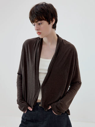 Simple Project Linen Cowl-Neck Cardigan
