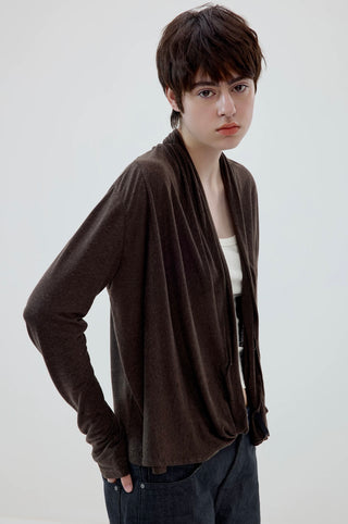 Simple Project Linen Cowl-Neck Cardigan