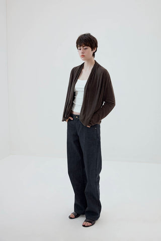Simple Project Linen Cowl-Neck Cardigan
