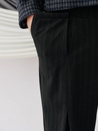 Pinstripe Patch-Pocket Trousers