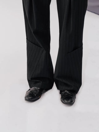 Pinstripe Patch-Pocket Trousers