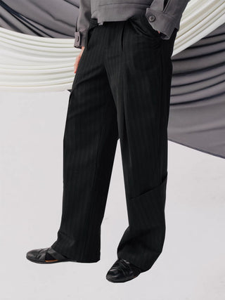 Pinstripe Patch-Pocket Trousers