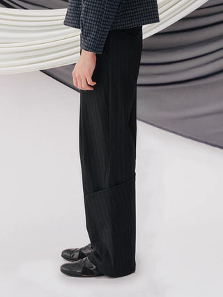 Pinstripe Patch-Pocket Trousers