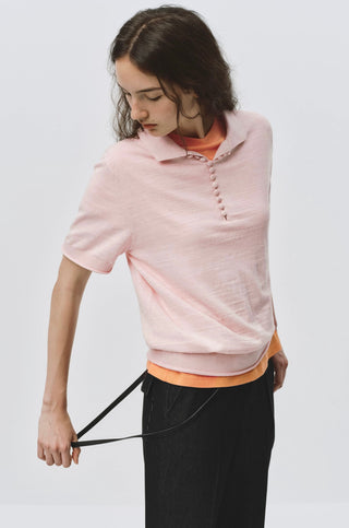 Simple Project Fitted Knit Polo-Pink