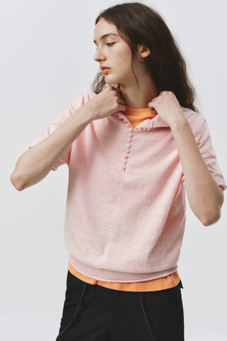 Simple Project Fitted Knit Polo-Pink