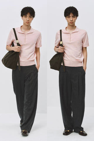 Simple Project Fitted Knit Polo-Pink