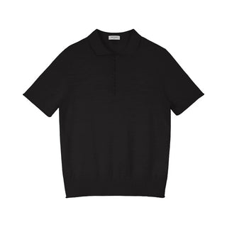 Simple Project Fitted Knit Polo-Black