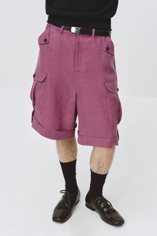 Simple Project Linen Shorts-Plum Pink