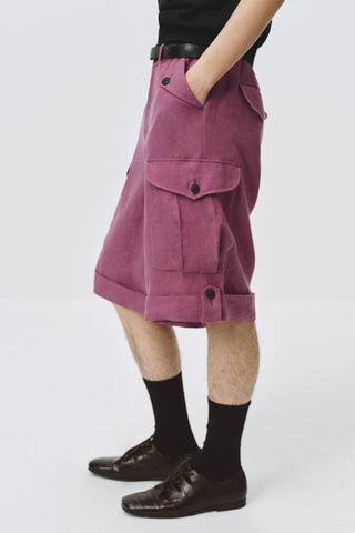 Simple Project Linen Shorts-Plum Pink