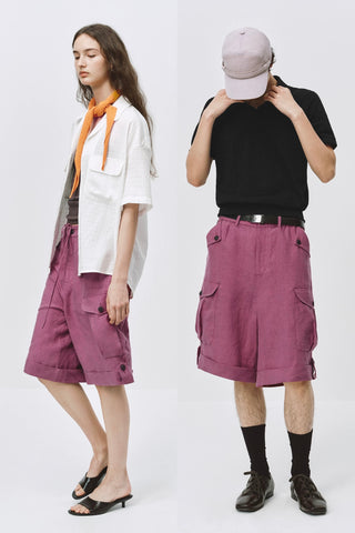 Simple Project Linen Shorts-Plum Pink