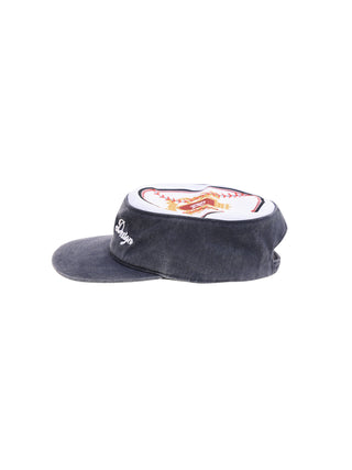6CRAYON Embroidered Patchwork Baseball Cap-Washed Navy