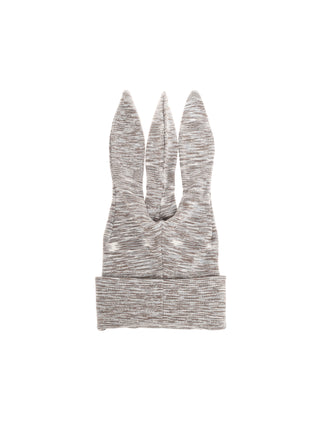 6CRAYON Three-Ear Knit Beanie-Mocha Marled