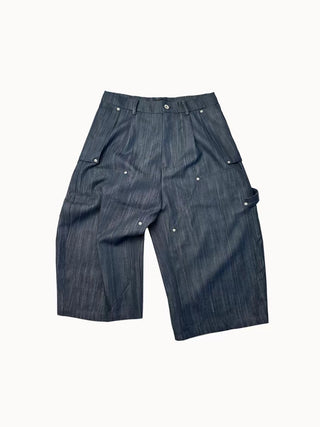 Conchoboe Curved Shorts-Denim Blue