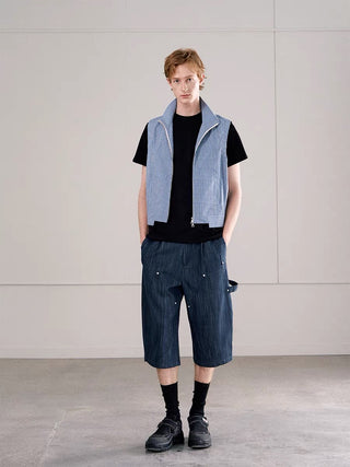 Conchoboe Curved Shorts-Denim Blue