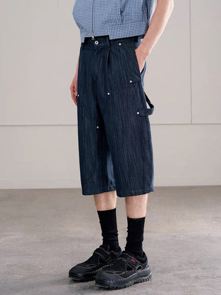 Conchoboe Curved Shorts-Denim Blue