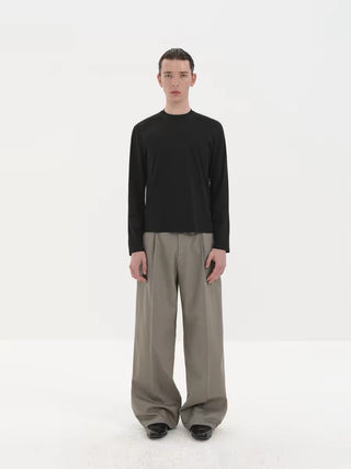 NFAI Single Pleat Trousers-Elephant Grey