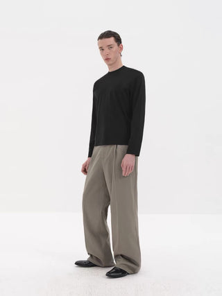 NFAI Single Pleat Trousers-Elephant Grey