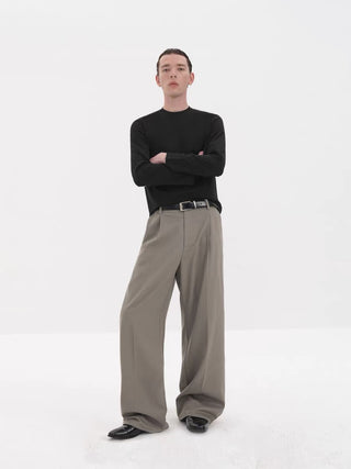 NFAI Single Pleat Trousers-Elephant Grey