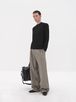 NFAI Single Pleat Trousers-Elephant Grey