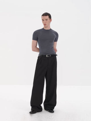 NFAI Single Pleat Trousers-Black