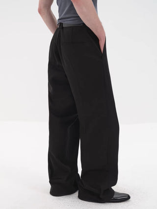 NFAI Single Pleat Trousers-Black